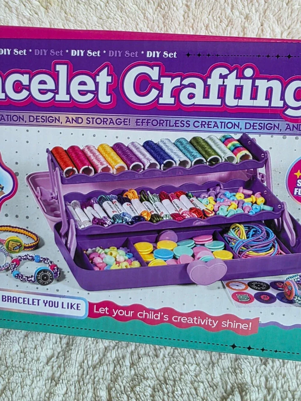 New Friendship Bracelet Making Kit crafting & art supplies with storage, age 6+